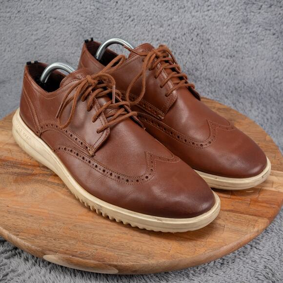 Cole Haan Grand Plus C36939 Men’s Oxford Shoes Size 10.5 M British Tan Wingtip - Picture 1 of 8